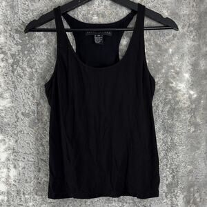 Yansi Fugel Sz XS Stretch Casual Minimalist Tank Top Black Sleeveless Scoop Neck